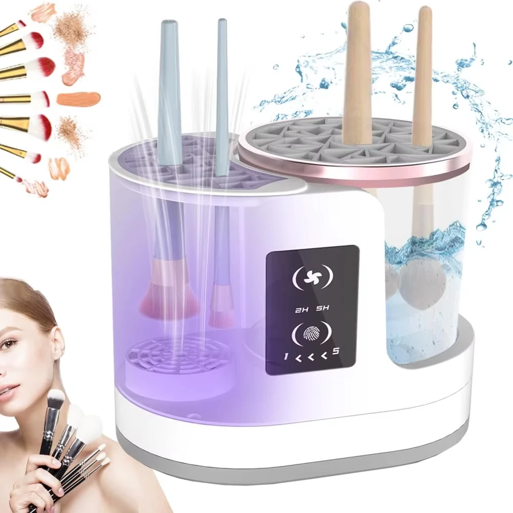 3 IN 1 Electric Makeup Brush Cleaner Machine With Makeup Brush Dryer-Holder-Portable Automatic USB Cosmetic Brushes Cleaner Tool - Image 3