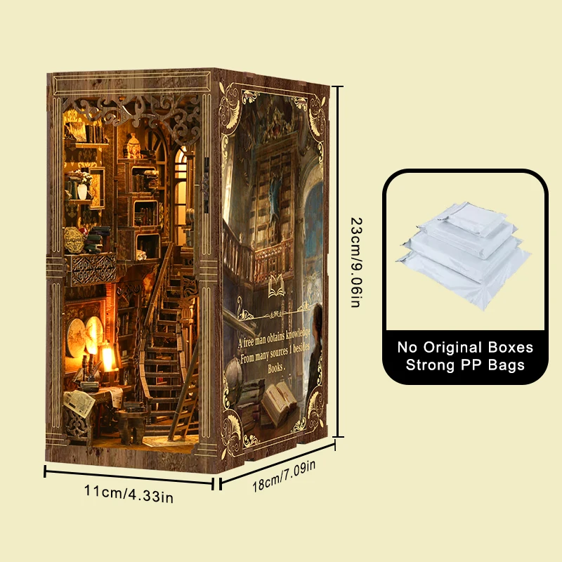 DIY Wooden Book Nook Insert Kit Doll Houses Building Toys Bookends Bookshelf Decor DollHouses Toys For Kids Xmas Gifts - Image 6