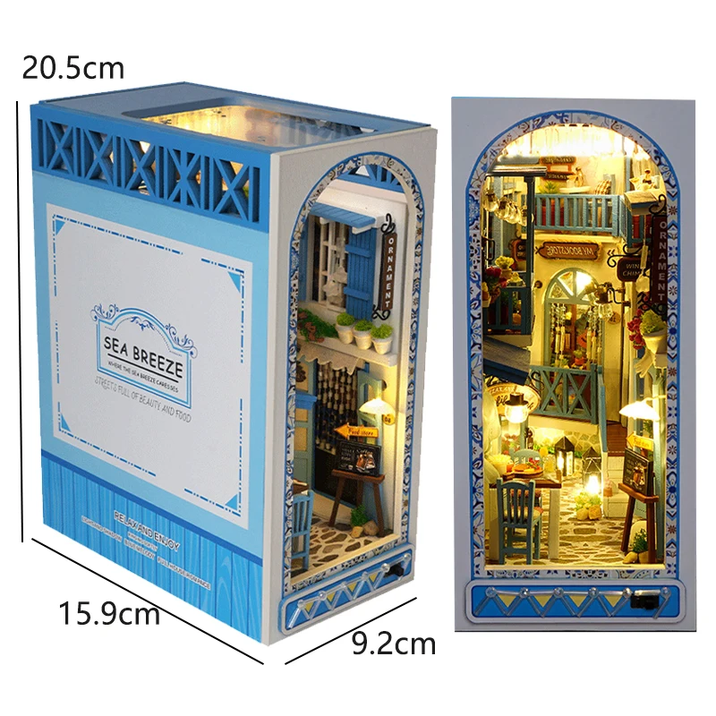 DIY Wooden Book Nook Insert Kit Doll Houses Building Toys Bookends Bookshelf Decor DollHouses Toys For Kids Xmas Gifts - Image 9
