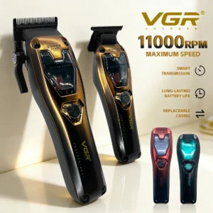 VGR Professional Hair Clippers Rechargeable Hair Trimmer Vector Motor 11000 RPM Haircut DLC Blade Clippers For man V-668 V-668T