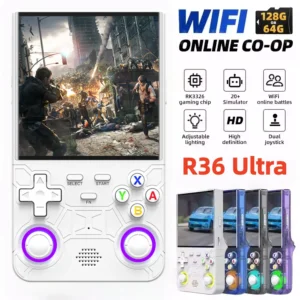 Retro R36 Ultra Handheld Video Game Console 4.0 Inch IPS Screen 128GB Preloaded Games Portable Pocket Player with Linux System