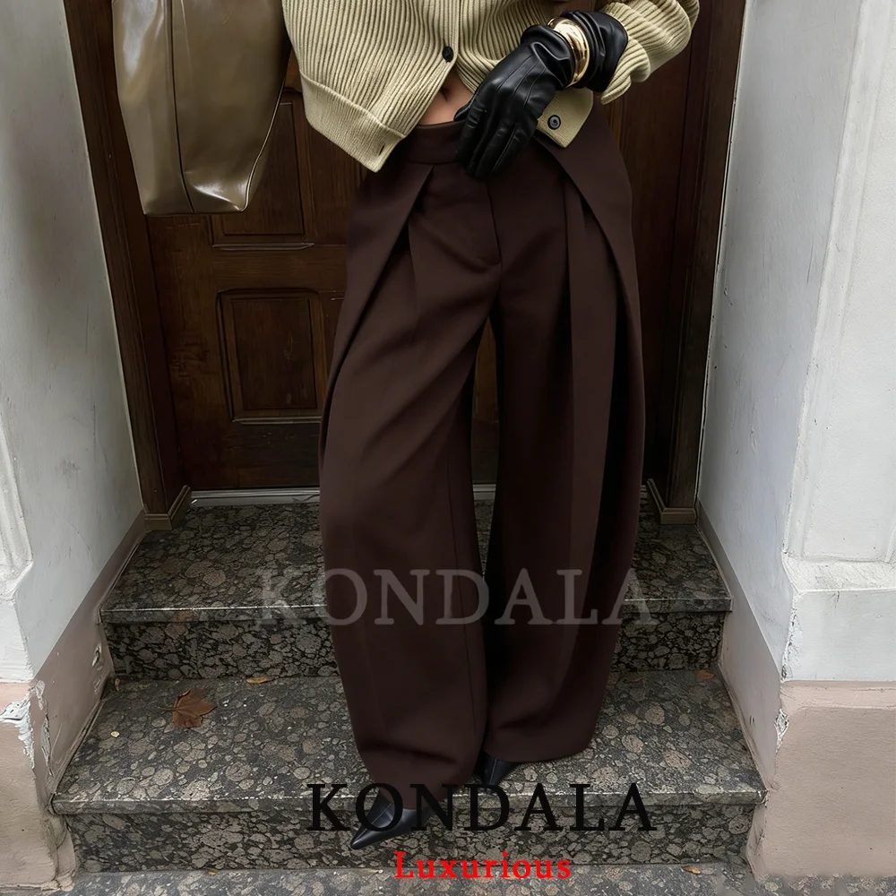 KONDALA Casual Chic Wide Leg Pants Women Office Lady Pockets Pleated Long Trousers Fashion 2026 Spring Summer Streetwear Pants - Image 11