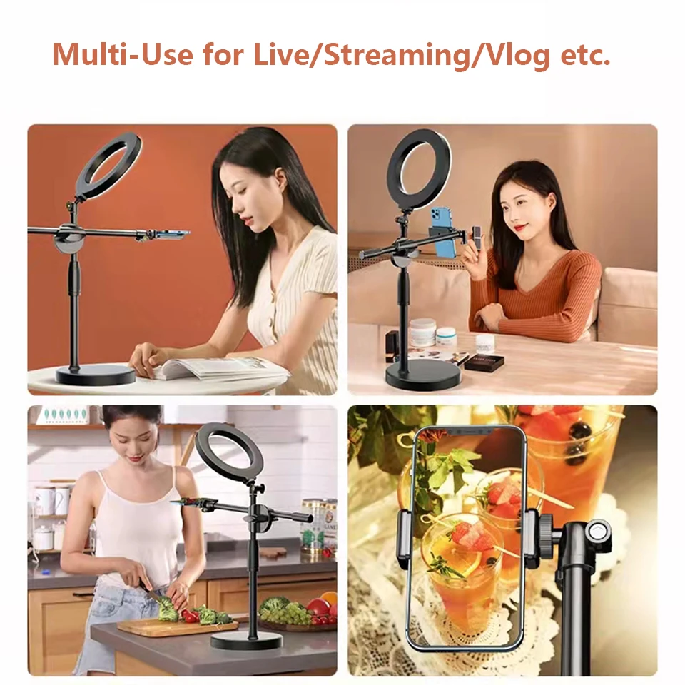 Overhead Tripod Table Tabletop Shooting Stand Tripods with Mobile Phone Holder Boom Arm for Smartphones Photography - Image 2