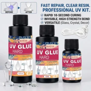 30/50/105ml SERVAVEXA UV Glue Hard Kit Rapid Curing Transparent Adhesive with USB UV Lamp for Glass Crystal Jewelry Craft DIY