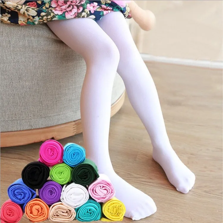 Summer Spring Candy Color Kids Pantyhose Ballet Dance Tights for Girls Stocking Children Velvet Solid White Pantyhose - Image 4
