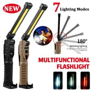 Folding COB XPE LED Work Light Handheld Flashlight with Built-in Battery Lamp Torch Emergency Car Inspection Lamp Red SOS Strobe