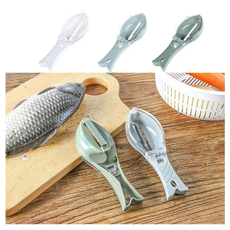 Fish Scales Graters Scraper Fish Cleaning Tool Scraping Scales Device with Cover Home Kitchen Cooking Fish Tool Kitchen Tools - Image 4