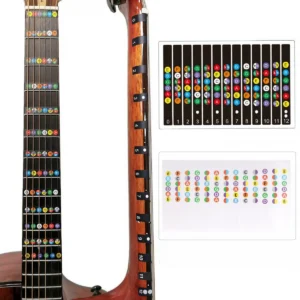 Miwayer Guitar Fretboard Notes Map Labels Stickers 6 String Transparent and Black Fingerboard Fret Decals for Guitar Beginner