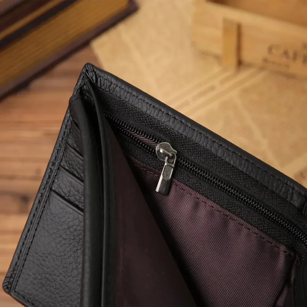 Genuine Leather Mens Wallet Premium Product Real Cowhide Wallets For Man Short Black Wallet Portefeuille Homme Short Purses - Image 5