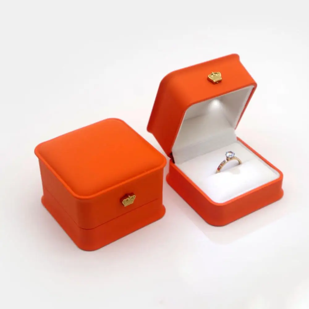 1 Pcs LED Jewelry Ring Box Luxury Velvet Rubber Necklace Pendant Gifts Display With Light For Proposal Engagement Wedding Case - Image 35