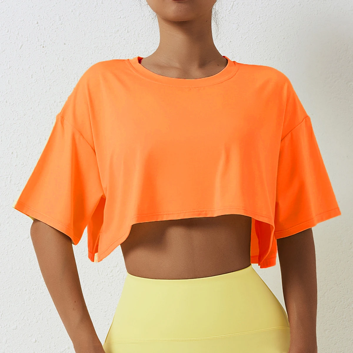 Cotton Women Short Sleeve Dance Running Clothes Yoga Fitness Crop Top Navel Baring New Sport T-shirt Loose Gym Workout Shirts - Image 13