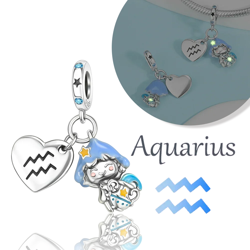 925 Sterling Silver 12 Months Birthstone Heart-shaped Beads Charms Fit Original Bracelet Charm Beads Necklace Diy Female Jewelry - Image 13