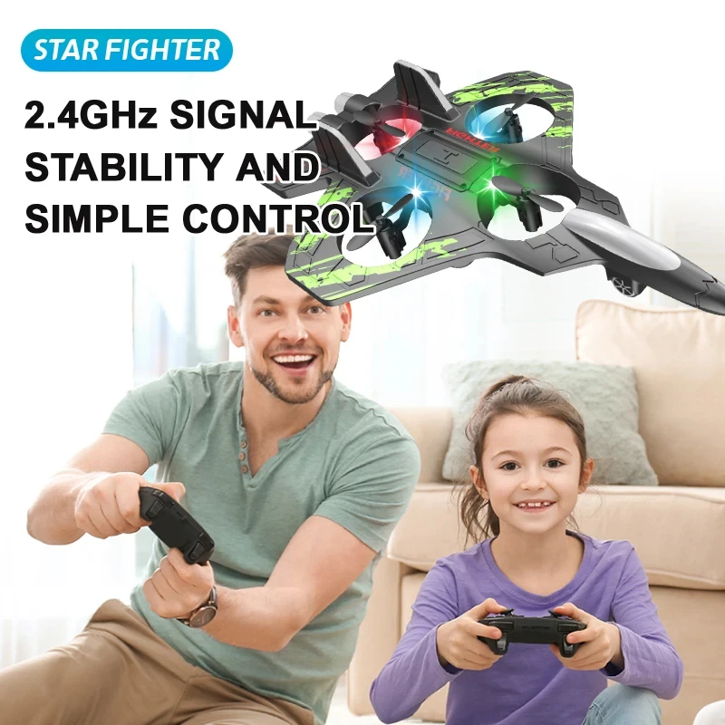 2.4G remote control fighter electric foam glider stunt tumbling UAV hovering helicopter with LED colorful lights aircraft model - Image 5