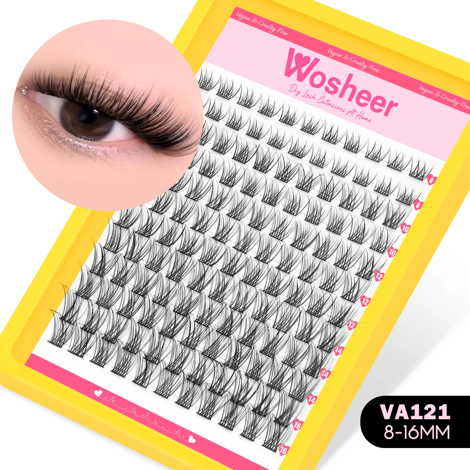 WOSHEER Lashes Cluster Kit Cat Lashes DIY Natural Eyelash Extension Kit Lash Bond & Seal Eyelash Clusters Set Makeup - Image 9