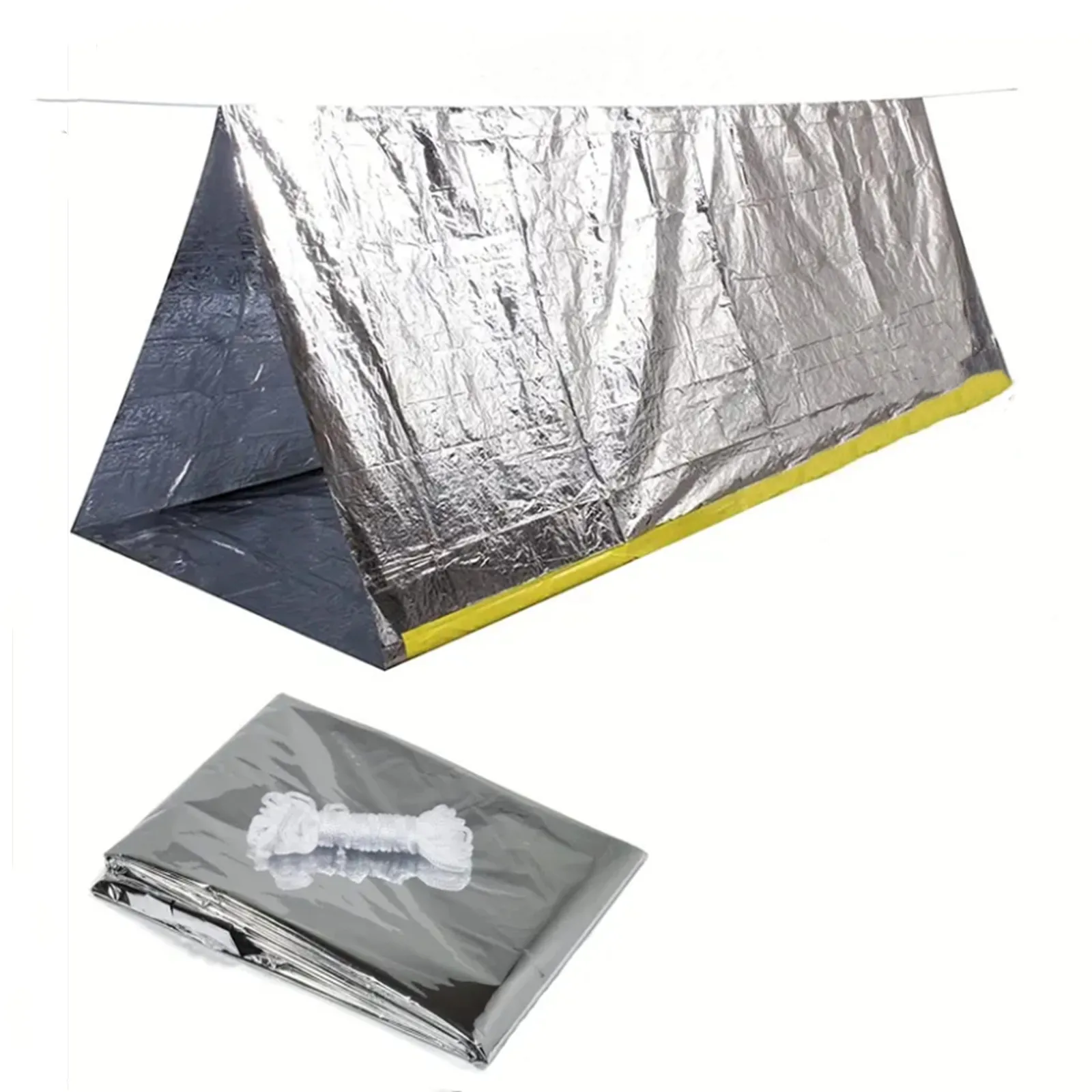 2 Person Emergency Shelter Bivy Survival Tent Kit Mylar Tube Tent Sleeping Bag Waterproof Outdoor SOS Thermal Blanket Reusable - Image 6