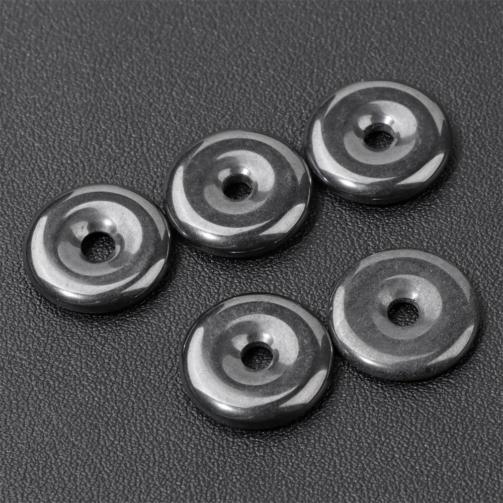 Natural Stone Donut Beads Charm Flat Round Large Hole Crystal Quartz Beads Beads For DIY Jewelry Making Peace Buckle Charm - Image 14