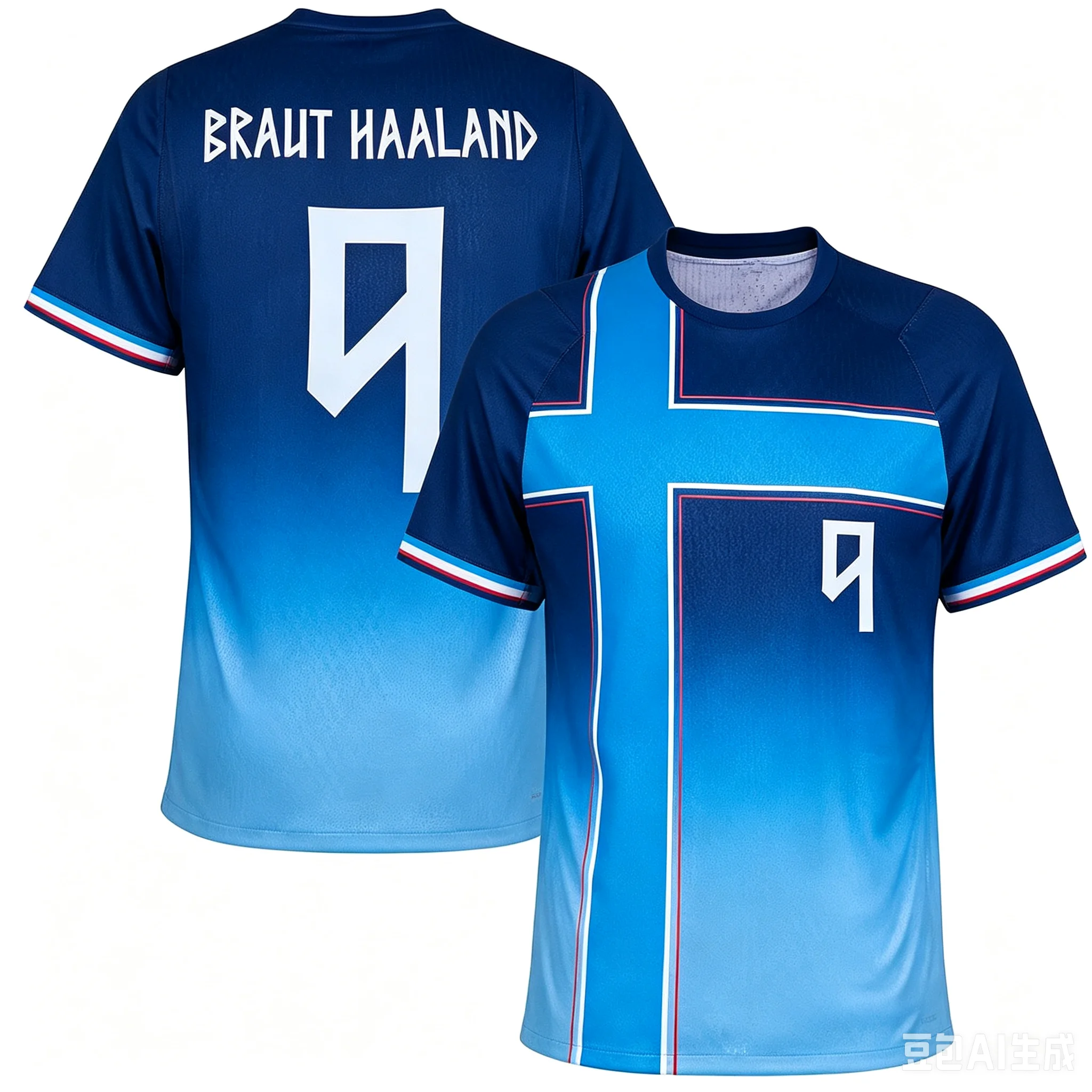Norway Soccer Jersey Red Base Crew Cuffs Splash Cross Flag Graphic White No.9 National Detail 2026 Crest Fan Football Shirt - Image 7