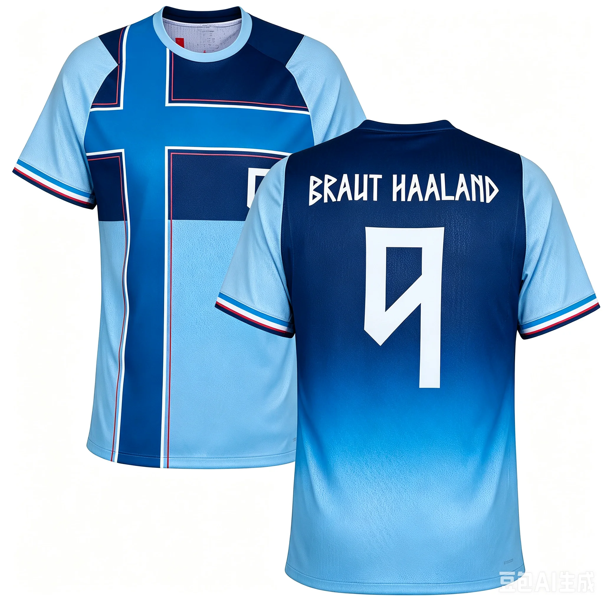 Norway Soccer Jersey Red Base Crew Cuffs Splash Cross Flag Graphic White No.9 National Detail 2026 Crest Fan Football Shirt - Image 8